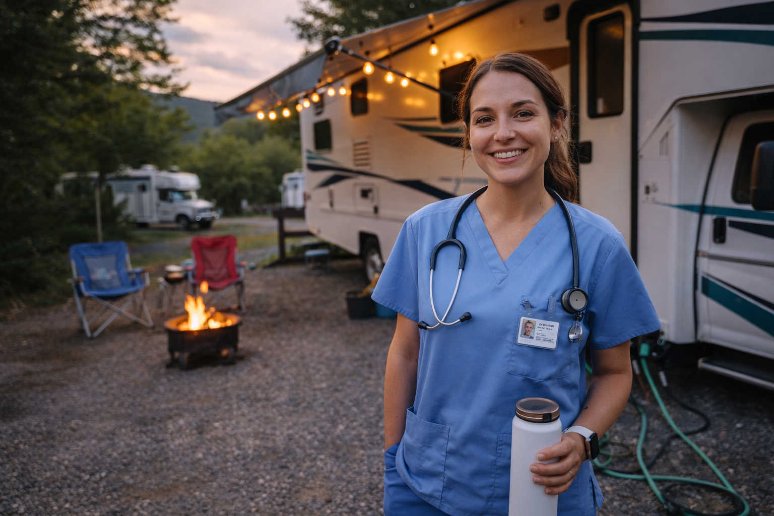 Travel nurse at RV site